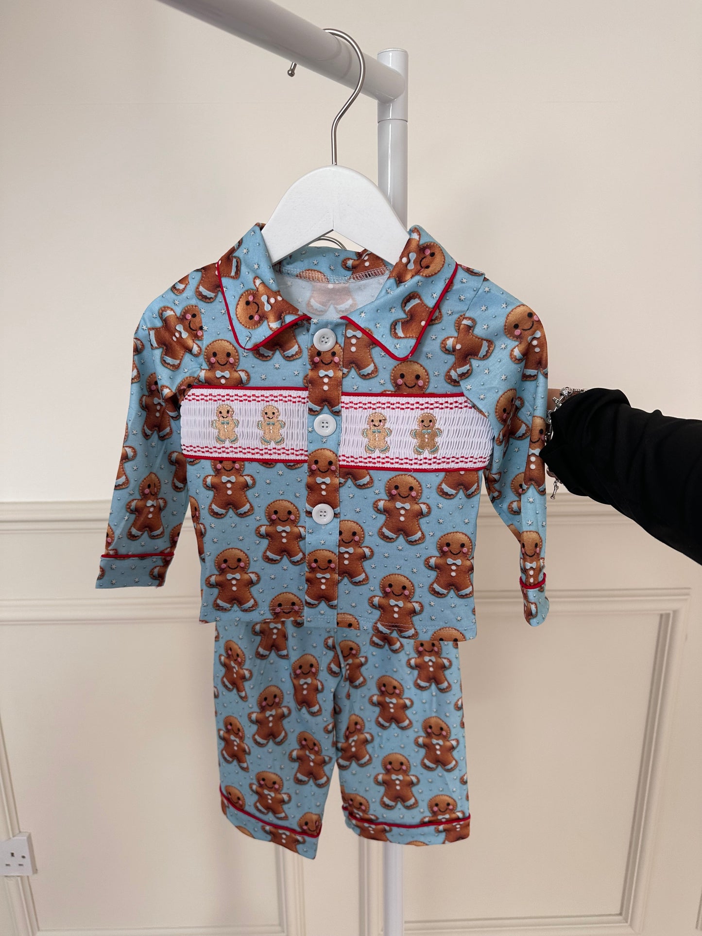 Exclusive Blue Gingerbread Smocked Pyjama Set