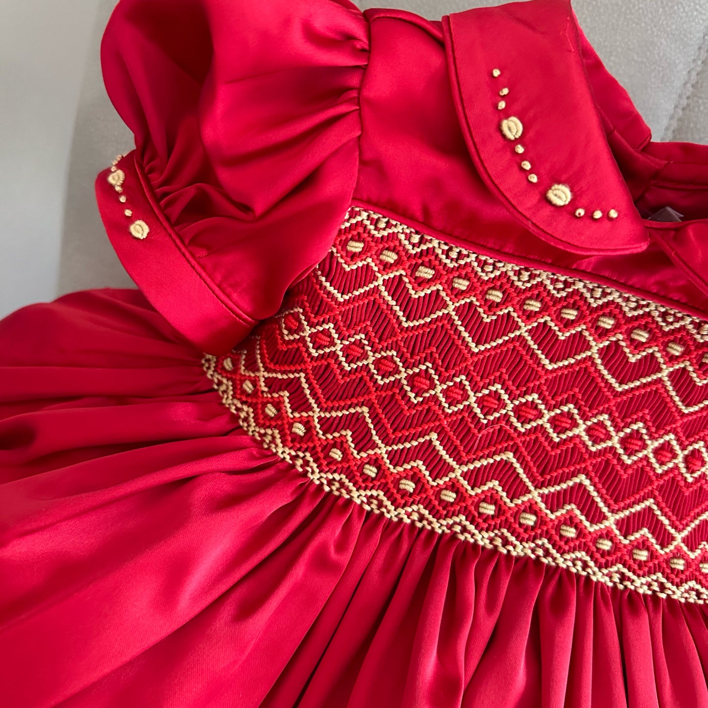 Noel Luxe Red Exclusive Smocked Dress (Pre Order October Delivery)