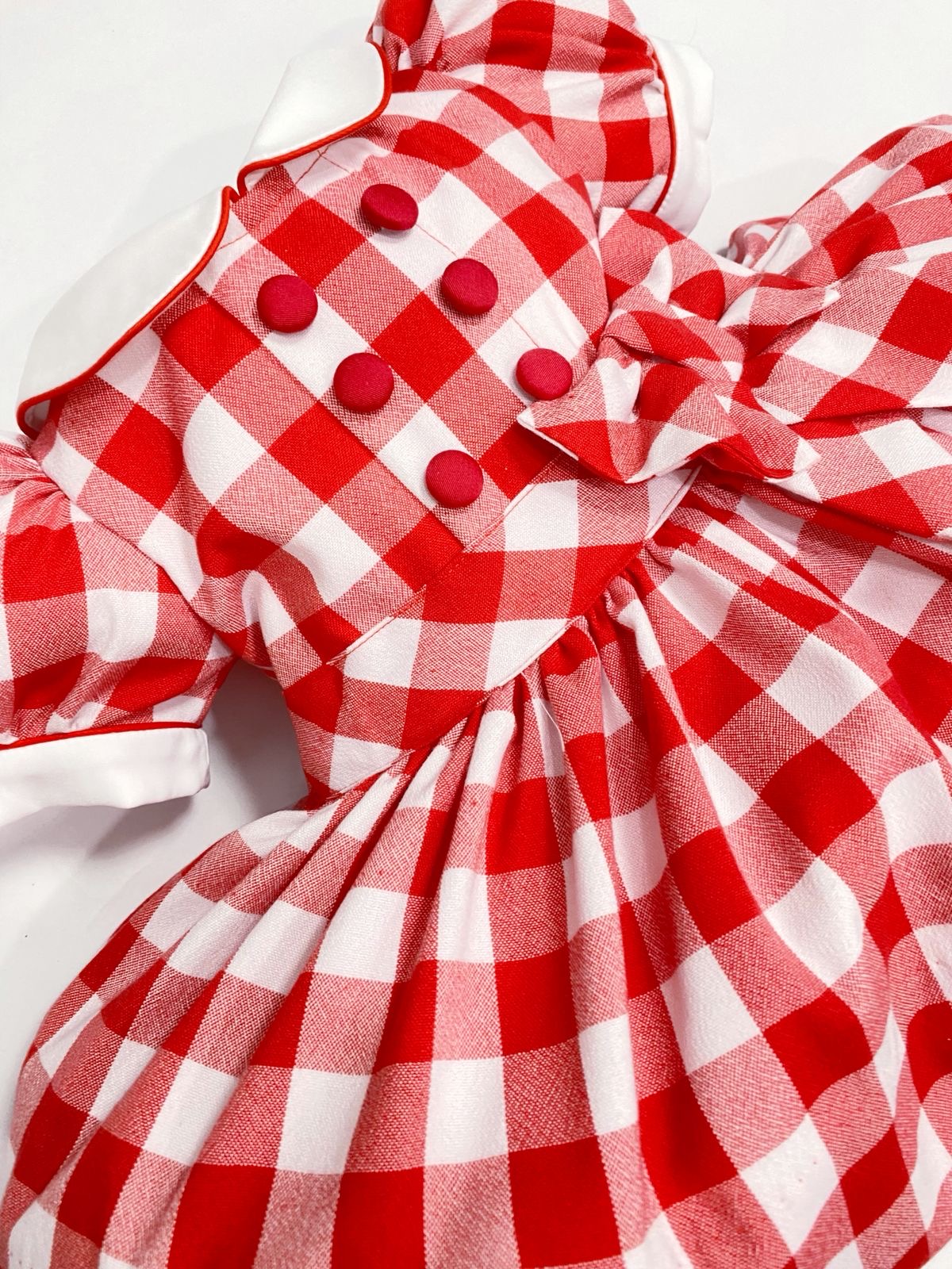 Red Gingham Classic Dress With Knickers & Hair Accessories (Pre Order 2 Weeks Delivery)