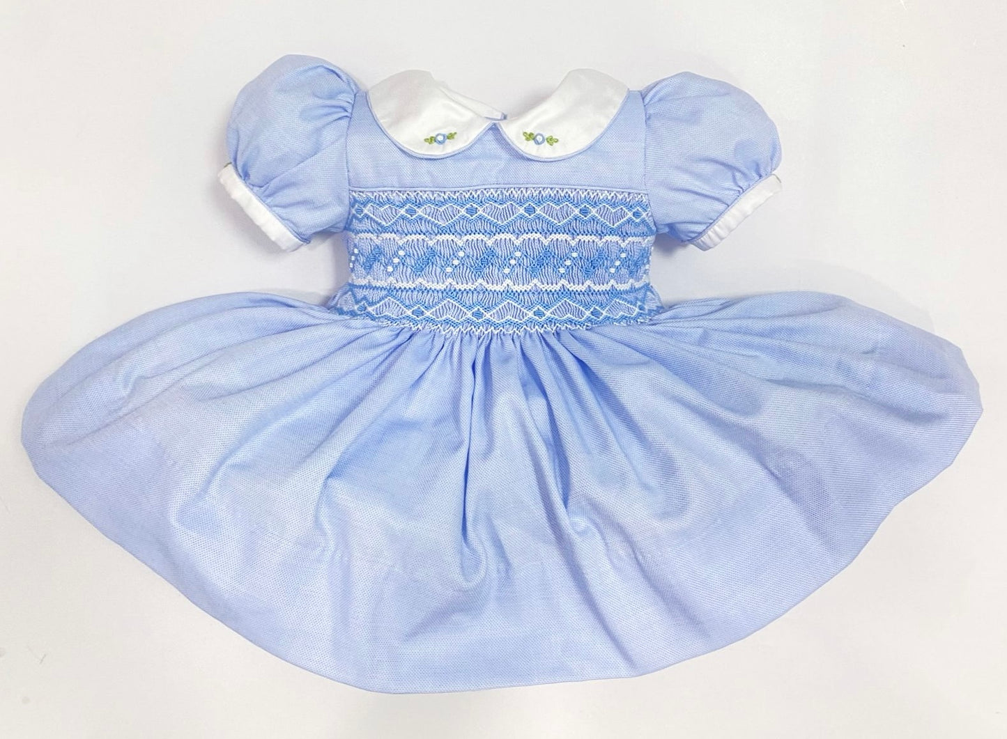 Cindy Blue Hand Smocked Dress With Knickers & Hair Accessories