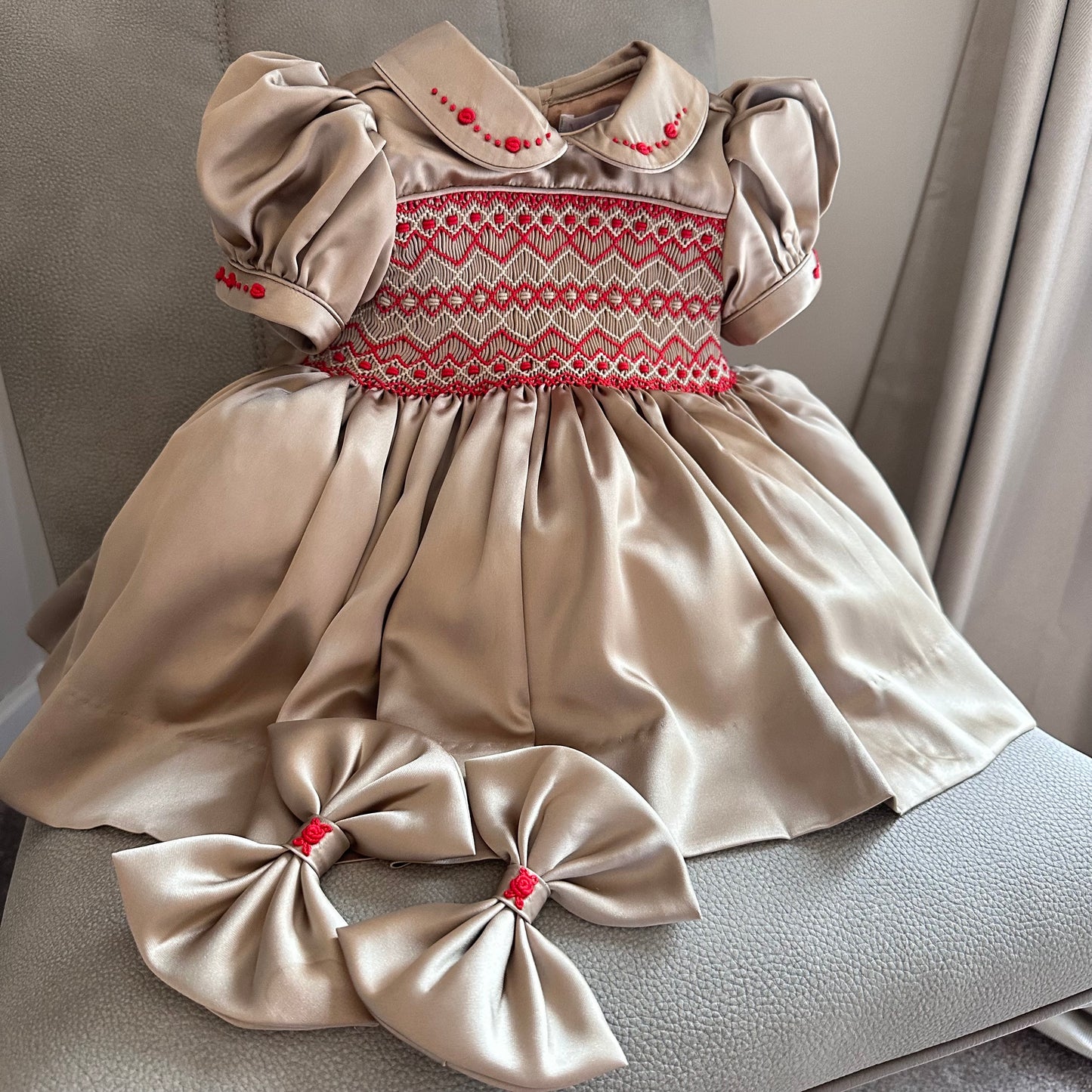 Noel Luxe Champange Exclusive Smocked Dress (Pre Order October Delivery)