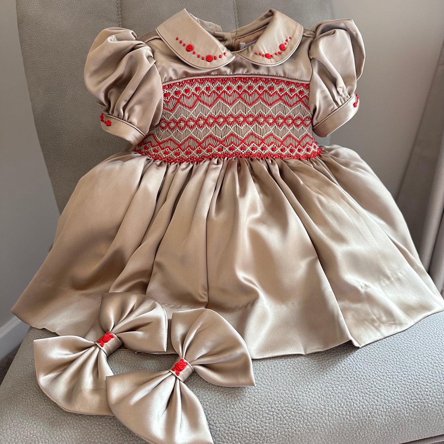 Noel Luxe Champange Exclusive Smocked Dress (Pre Order October Delivery)