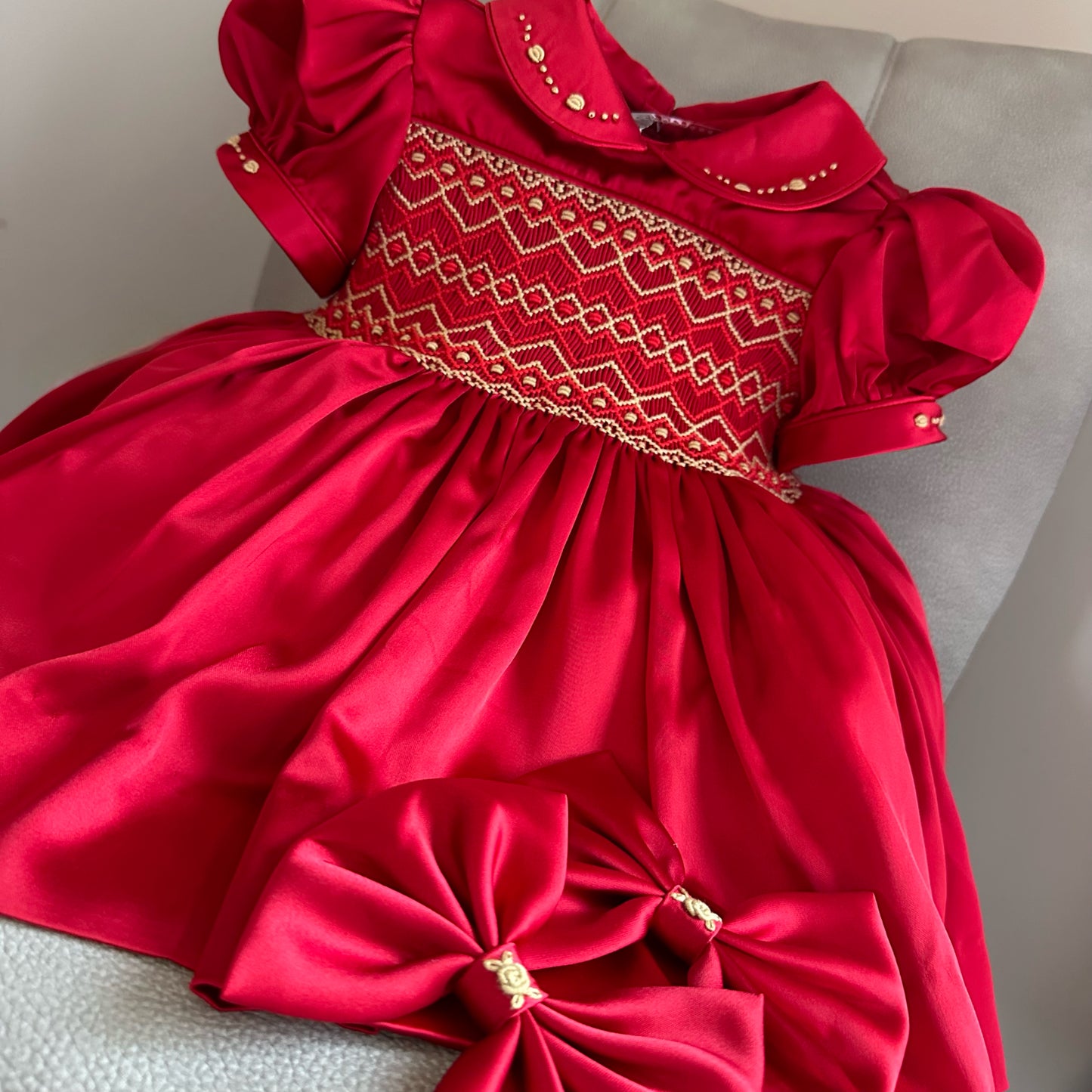 Noel Luxe Red Exclusive Smocked Dress (Pre Order October Delivery)