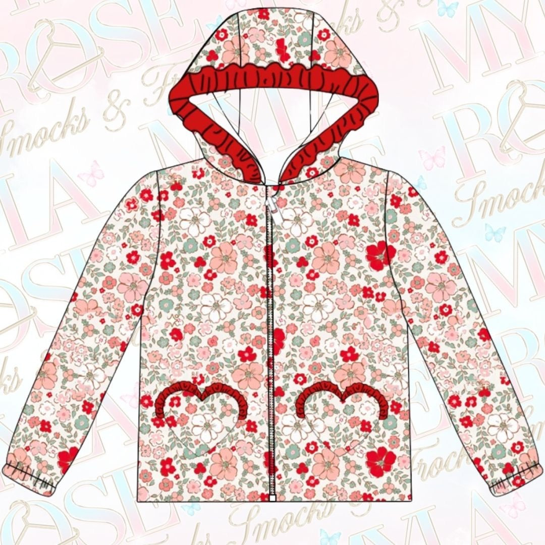 La Rosa Red Floral Waterproof Jacket (Pre Order 6-7 Weeks Delivery)