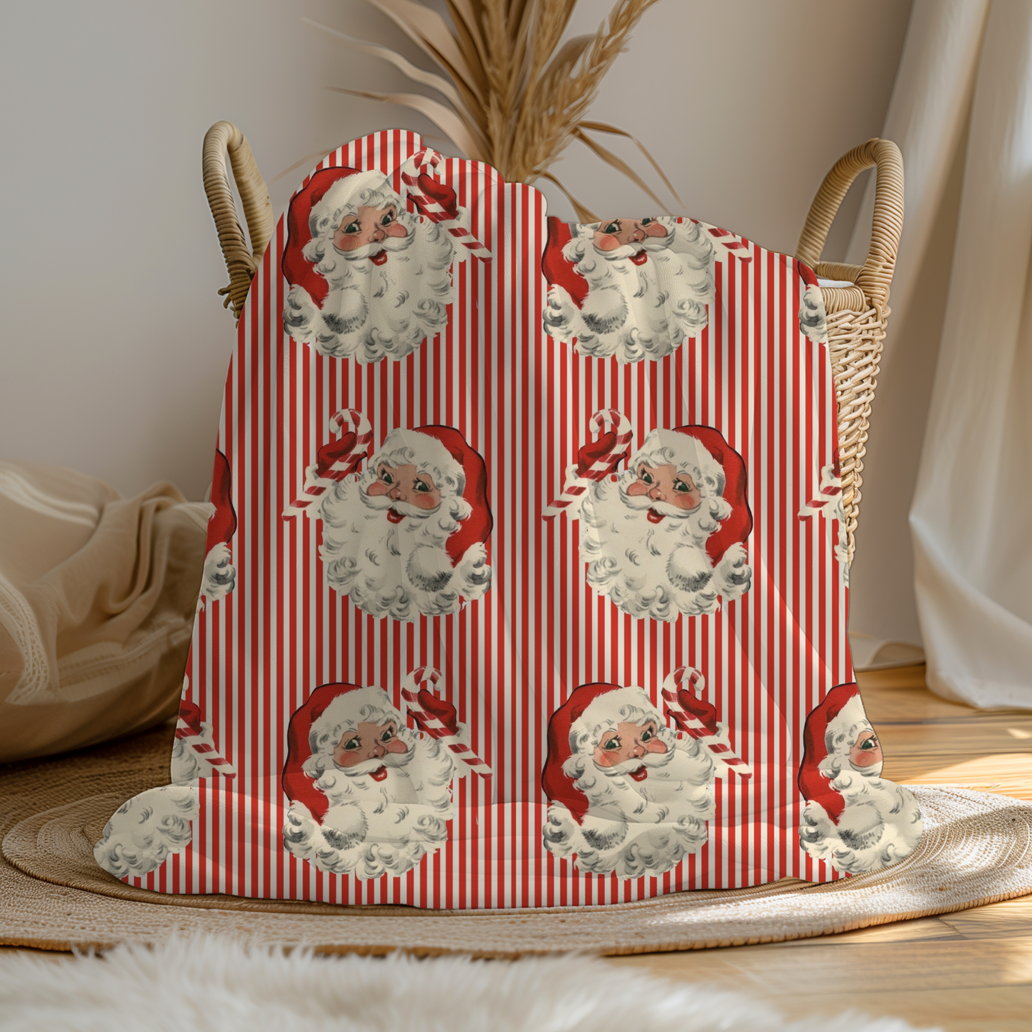Striped Santa Blanket (Pre Order 2-3 Weeks Delivery)