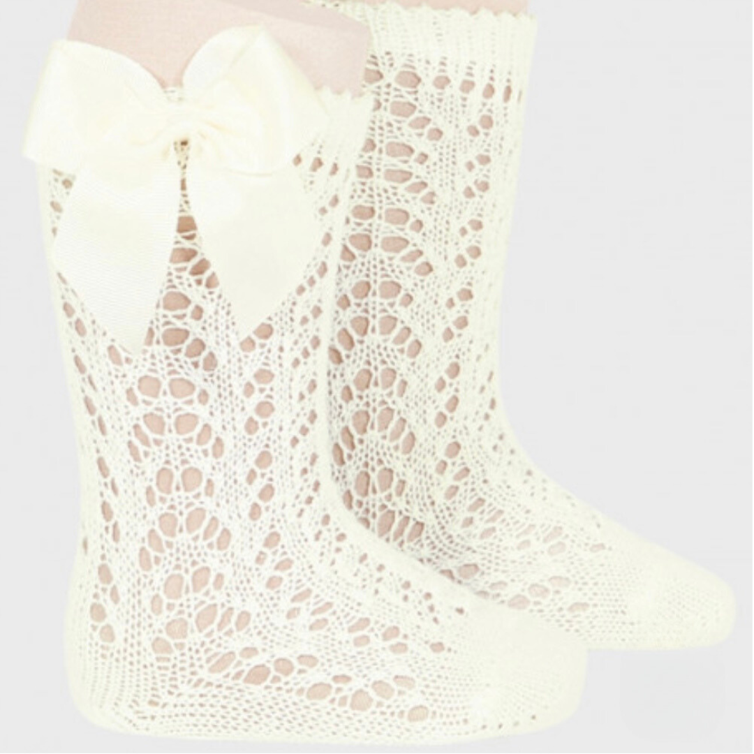 Condor Openwork Bow Socks - Beige 304