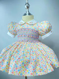 Harmony Floral Hand Smocked Dress With Knickers & Hair Accessories (Pre Order)