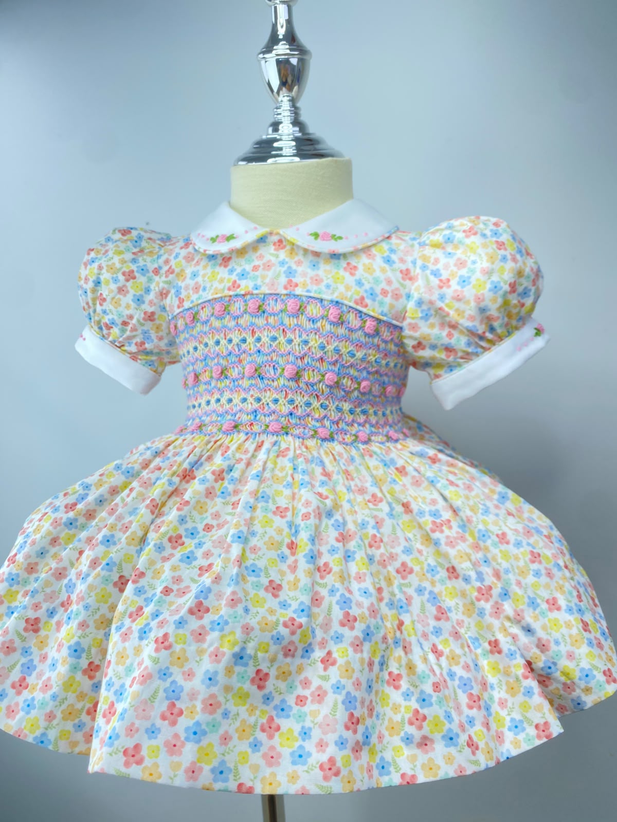 Harmony Floral Hand Smocked Dress With Knickers & Hair Accessories (Pre Order)