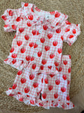 Gingham Strawberry Girls Short Sleeve Pyjamas