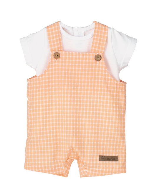 Peaches Check Dungaree Set