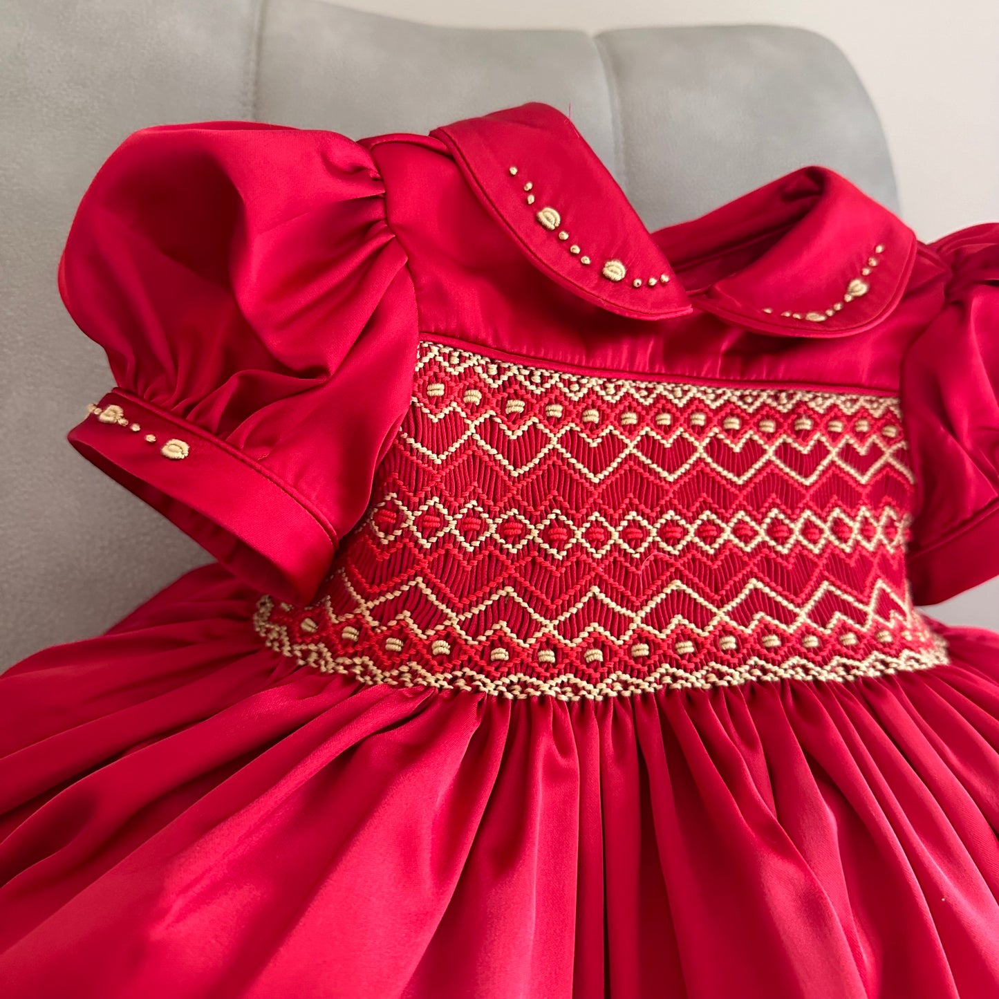 Noel Luxe Red Exclusive Smocked Dress (Pre Order October Delivery)