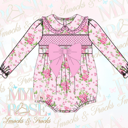 Arabella Pink Floral Romper (Pre Order 6-7 Weeks Delivery)