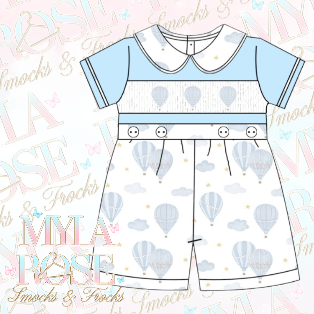 Hot Air Balloon Smocked Shorts Set