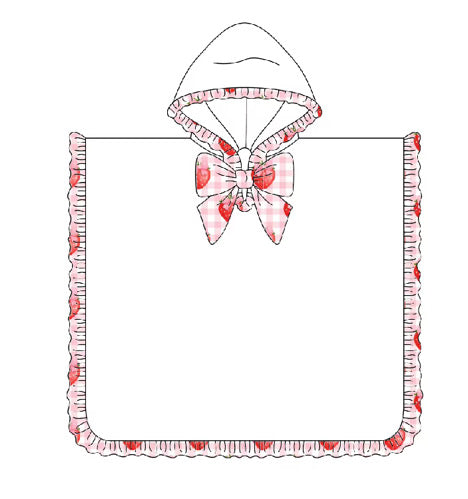 Gingham Strawberry Girls Towelling Robe