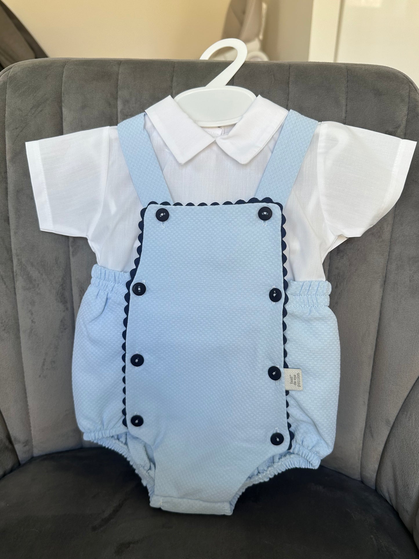 Teddy Blue Romper & Shirt