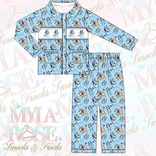 Boys Bluey Exclusive Smocked Pyjamas (Pre Order 5-6 Weeks Delivery)