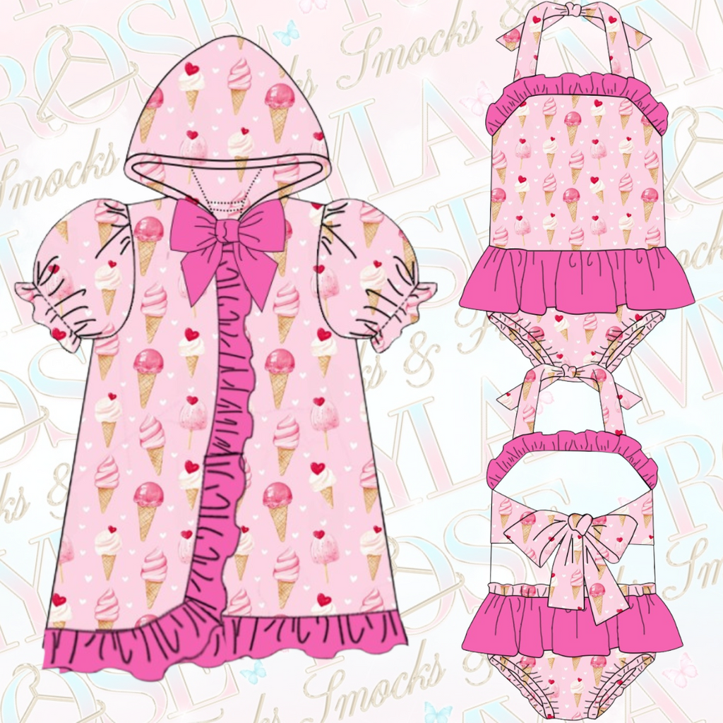 Girly Pink Ice Cream Exclusive Swimwear Set (Pre Order)