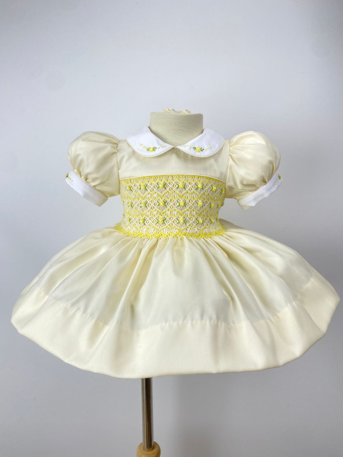 Lucia Lemon Hand Smocked Dress With Knickers & Hair Accessories