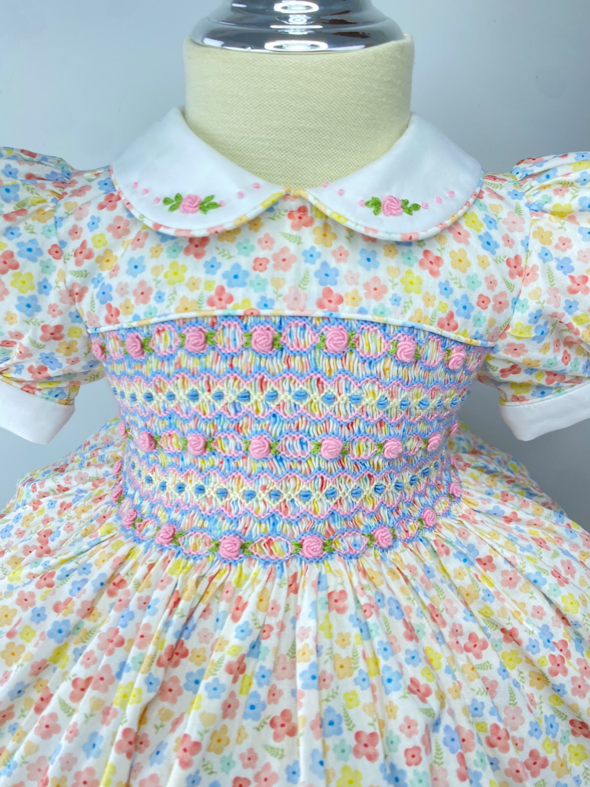 Harmony Floral Hand Smocked Dress With Knickers & Hair Accessories (Pre Order)