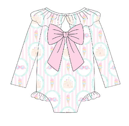 Summer Holidays Girls Long Sleeve Swimming Costume (Pre Order)