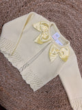 Lemon Knitted Double Bow Cardigan