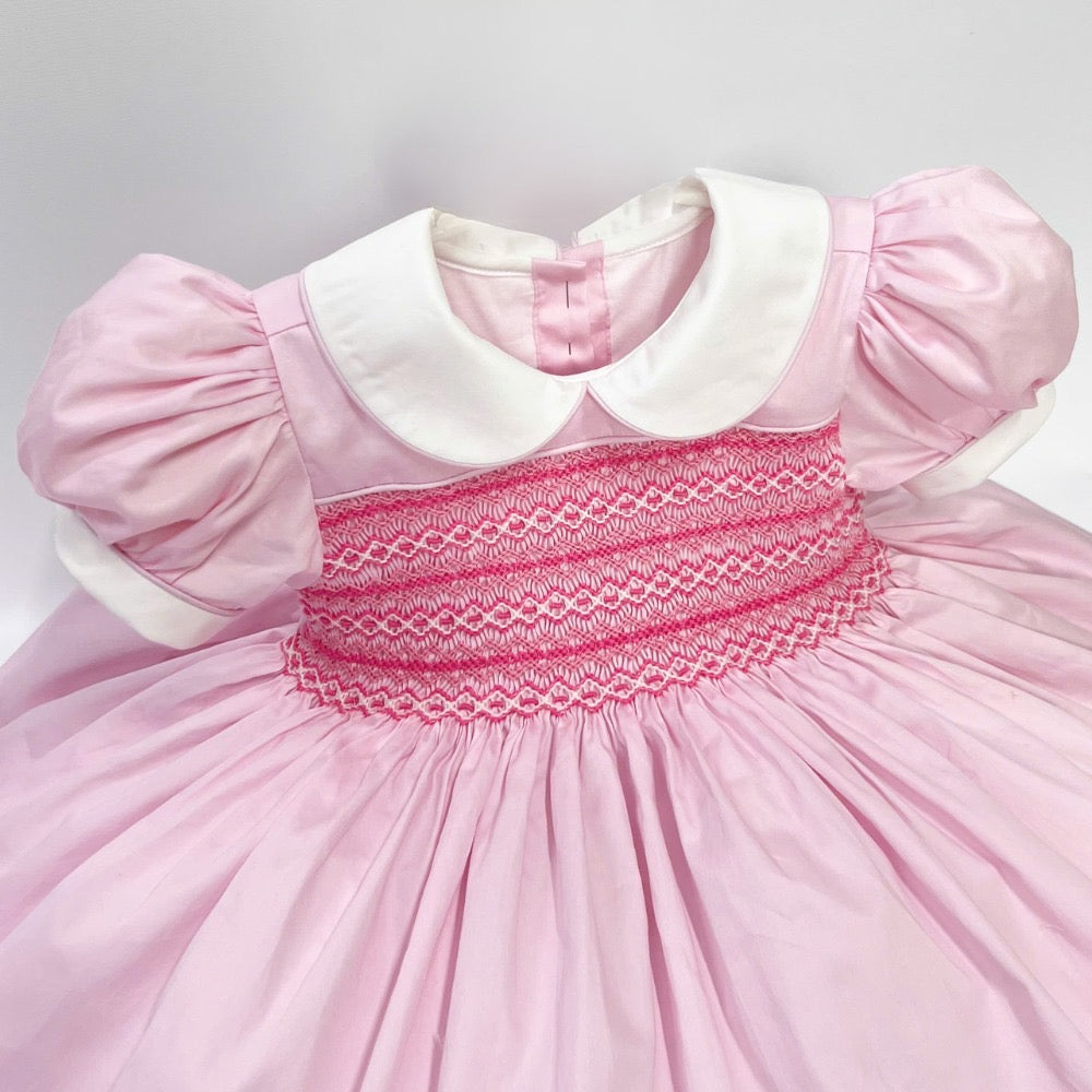 Layla Baby Pink Hand Smocked Dress (In Stock - Ready To Post)