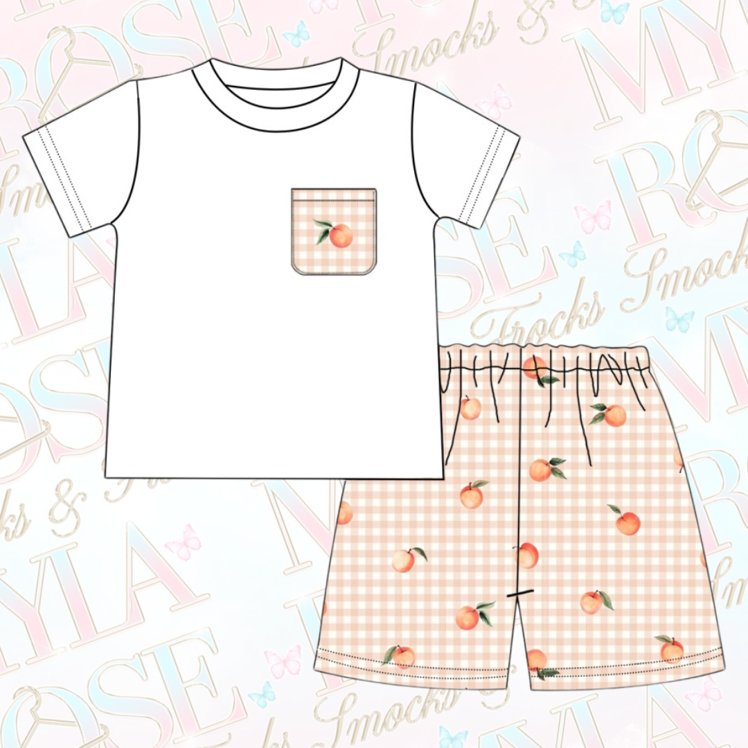 Boys Peach Short Set (Pre Order)