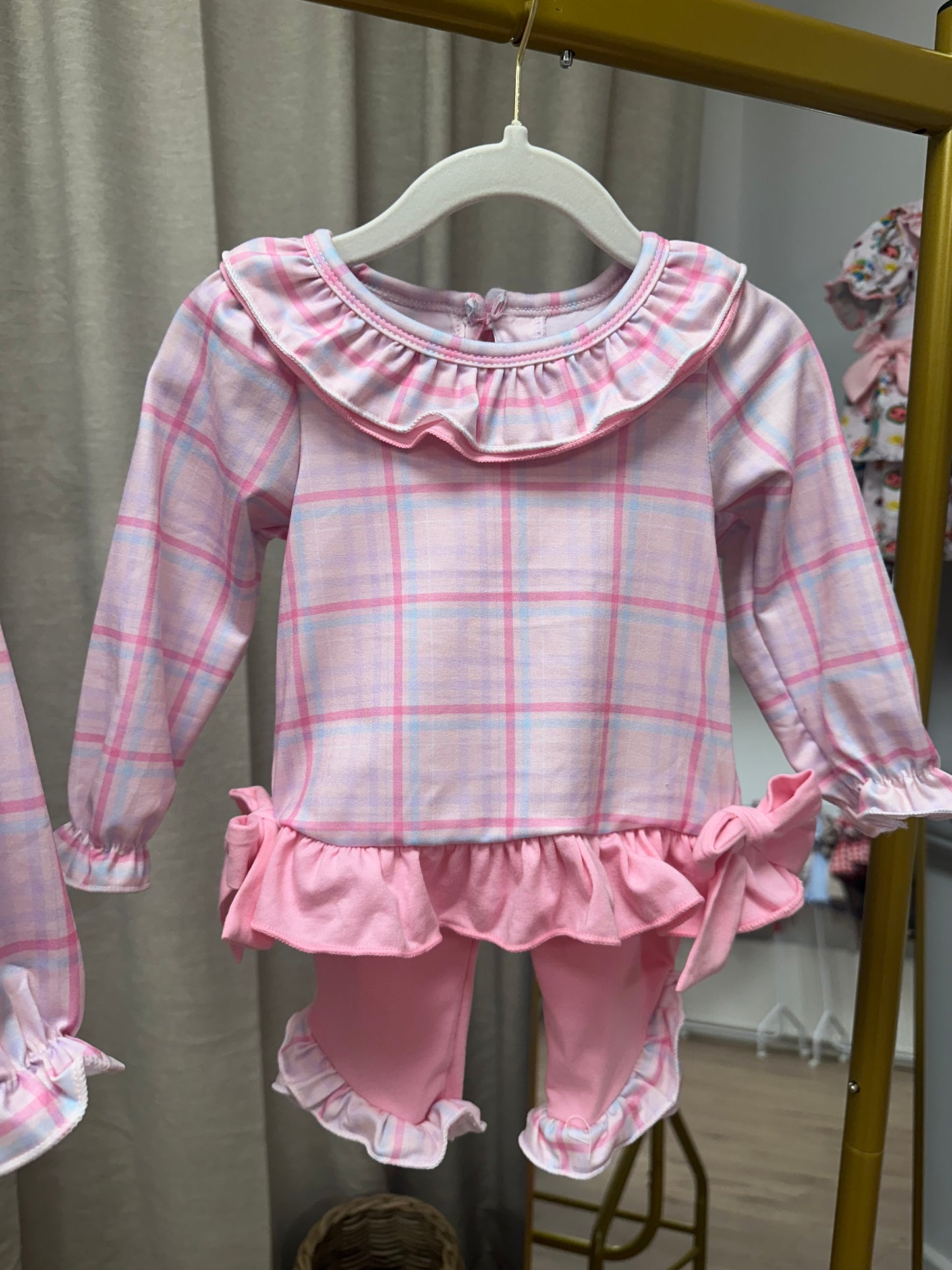 Girly Pink Tartan Legging Set