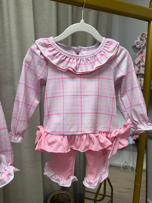 Girly Pink Tartan Legging Set