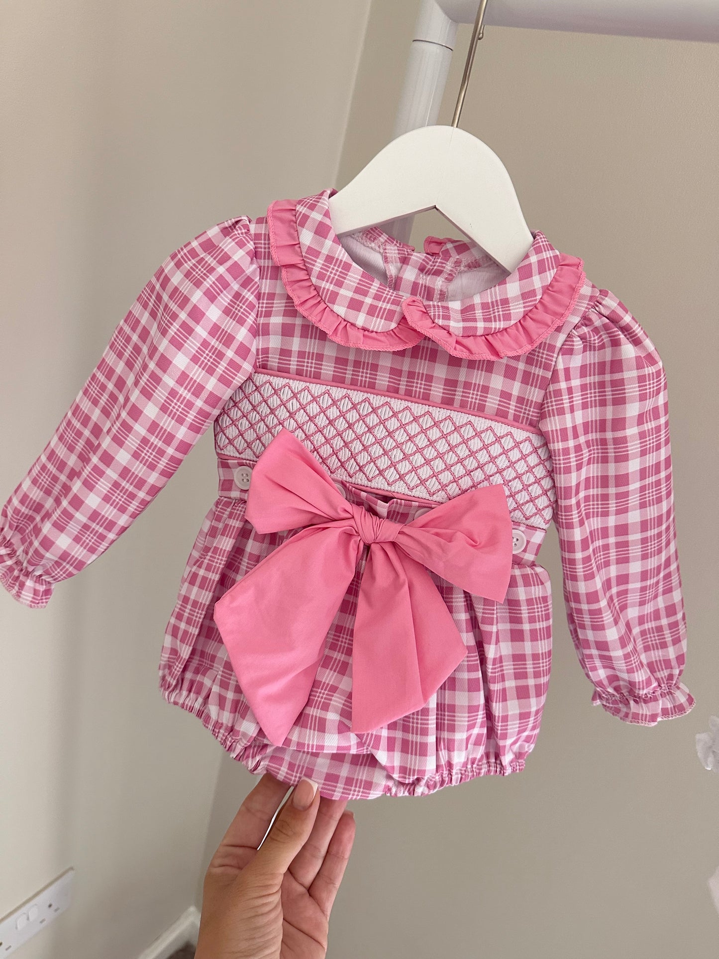 Ariella Checked Exclusive Smocked Romper