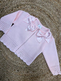 Pink Knitted Double Bow Cardigan