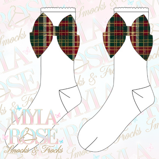 Traditional Red / Green Tartan Socks  (Pre Order 5-6 Weeks Delivery)