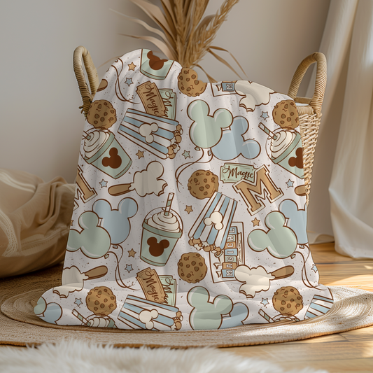 Blue Magical Kingdom Fleece Blanket (Pre Order 2-3 Weeks Delivery)