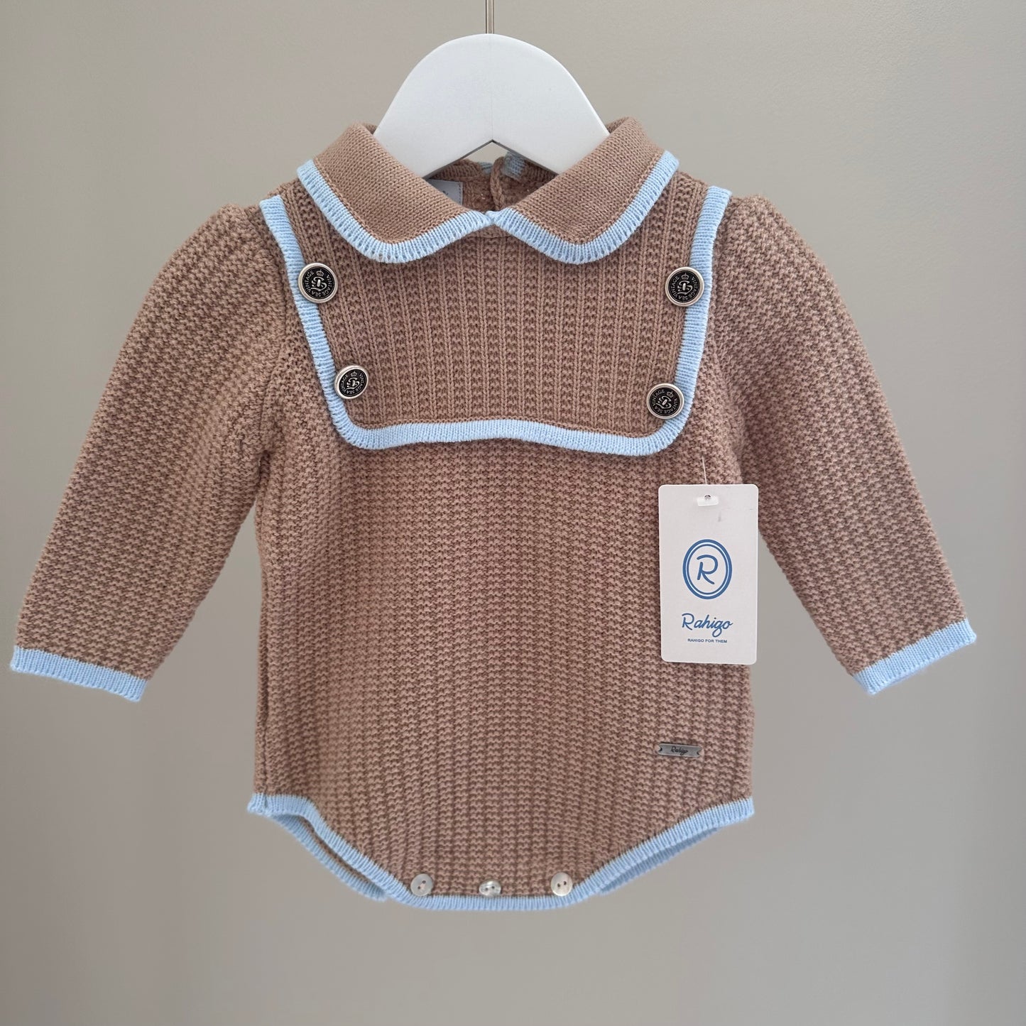 Camel / Baby Blue Romper - 242105