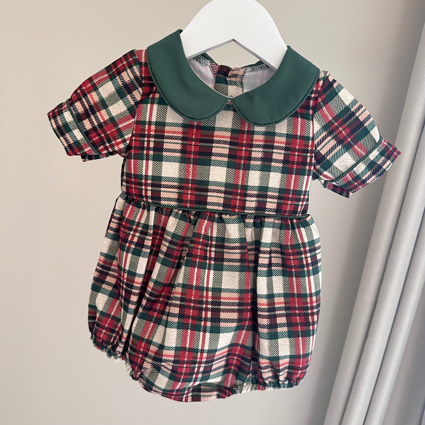 Noelle Tartan Green Exclusive Boys Romper