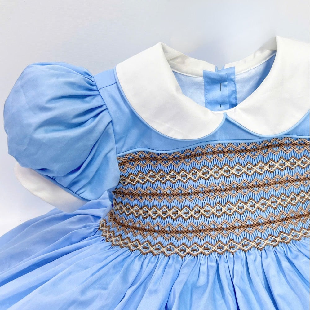 Layla Baby Blue Hand Smocked Dress (In Stock - Ready To Post)