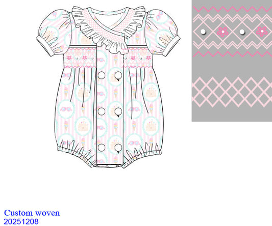 Summer Holidays Girls Hand Smocked Pearl Romper (Pre Order)