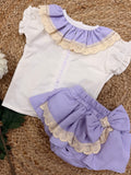 Lilac & Beige Skort Set