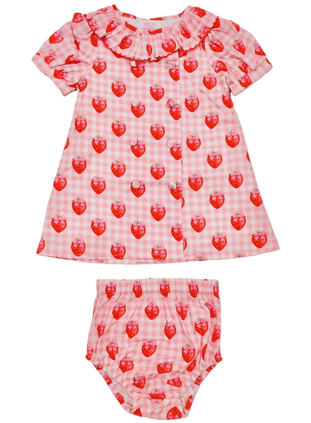 Gingham Strawberry Girls A Line Dress & Knickers