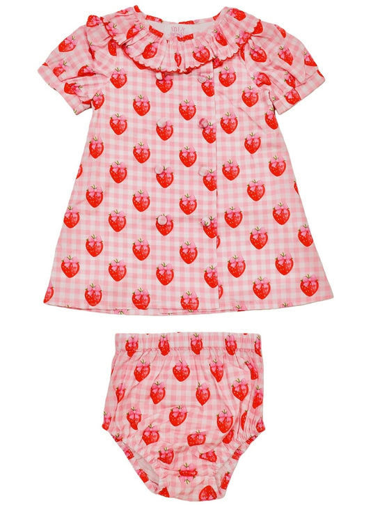 Gingham Strawberry Girls A Line Dress & Knickers