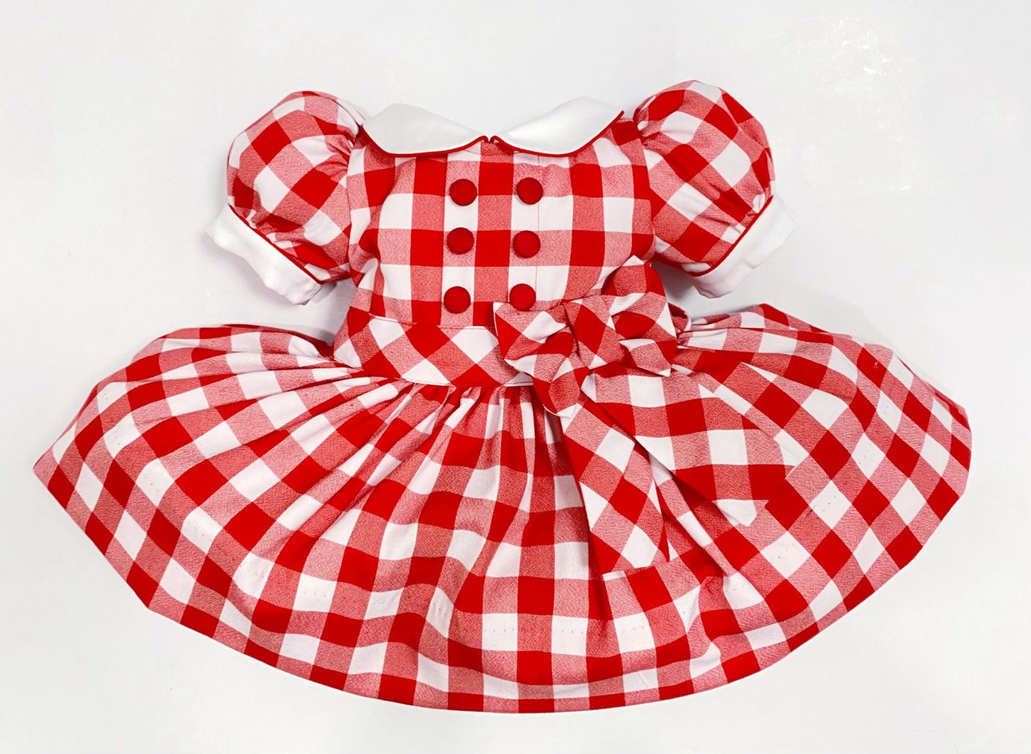 Red Gingham Classic Dress With Knickers & Hair Accessories (Pre Order 2 Weeks Delivery)