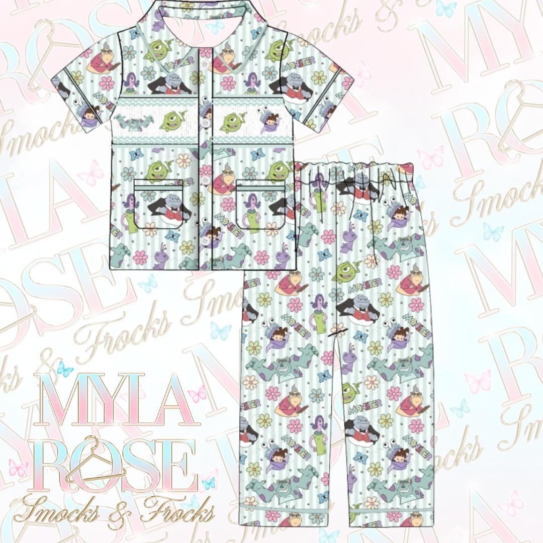 Monsters Inc Boys Exclusive Smocked Pyjamas (Pre Order 6-7 Weeks Delivery)