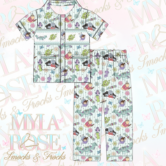 Monsters Inc Boys Exclusive Smocked Pyjamas (Pre Order 6-7 Weeks Delivery)