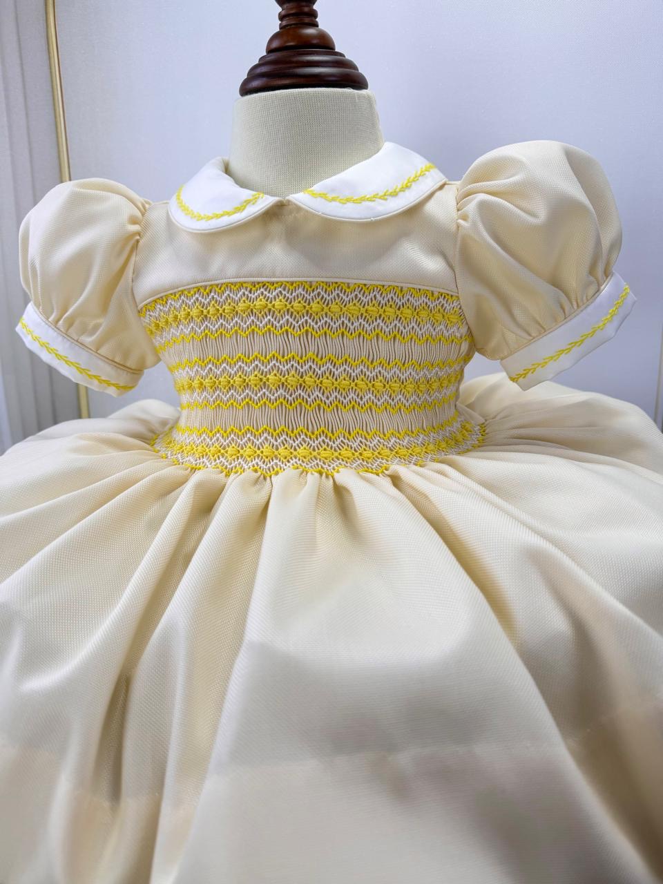 Lola Lemon Hand Smocked Dress With Knickers & Hair Accessories (Pre Order)