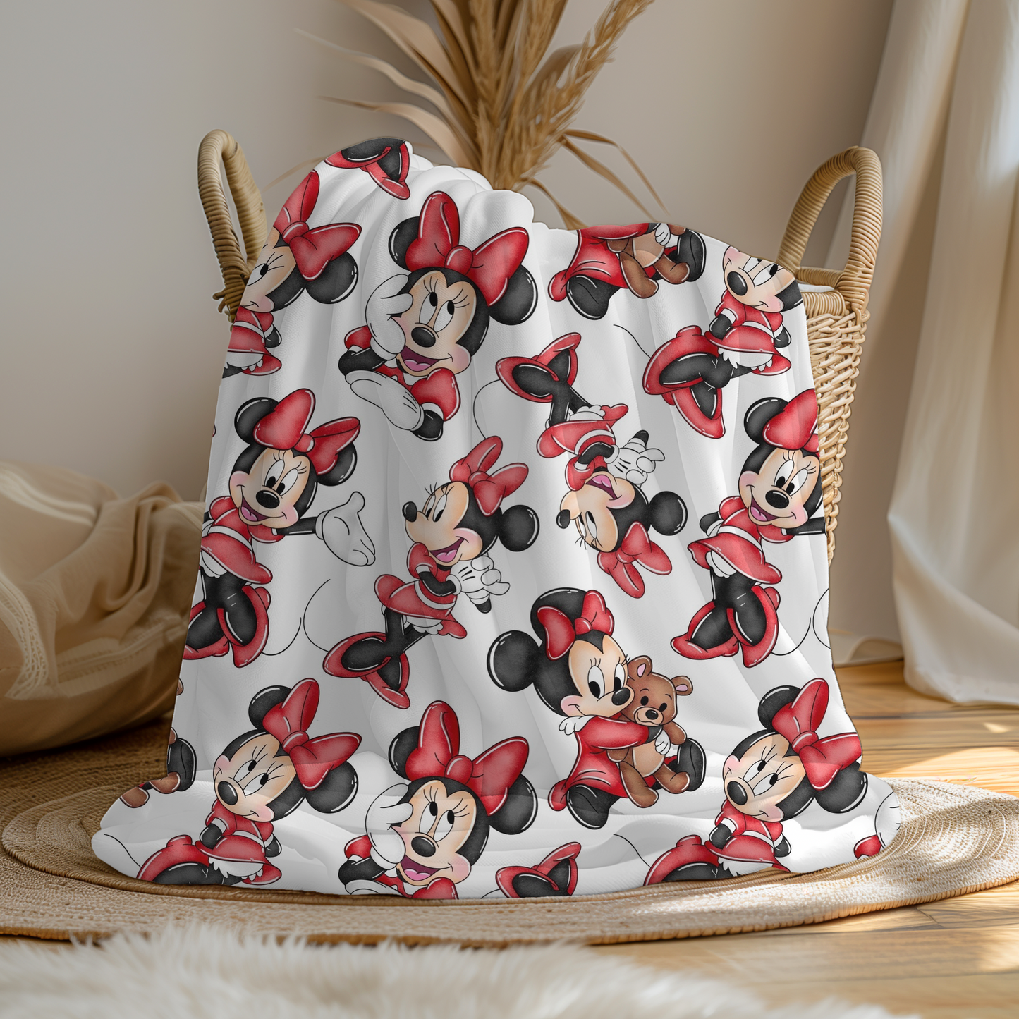 Large Soft Fleece Red Minnie Blanket