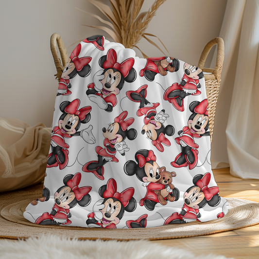 Large Soft Fleece Red Minnie Blanket
