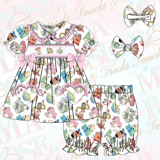 Toy Story Girls Exclusive Smocked Pyjamas With Hair Bow (Pre Order 5-6 Weeks Delivery)
