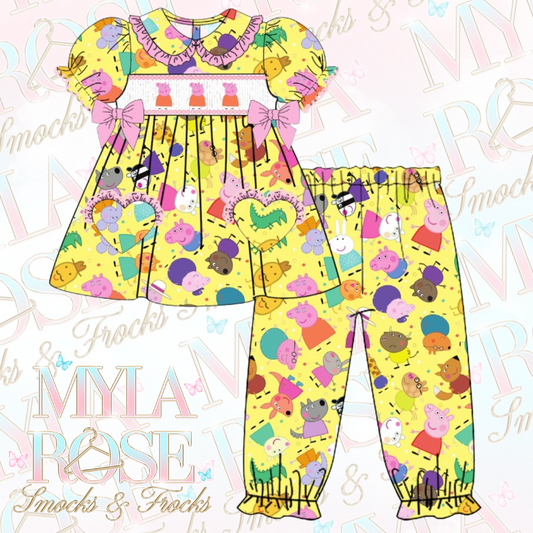 Peppa Pig Girls Exclusive Smocked Pyjamas (Pre Order 5-6 Weeks Delivery)