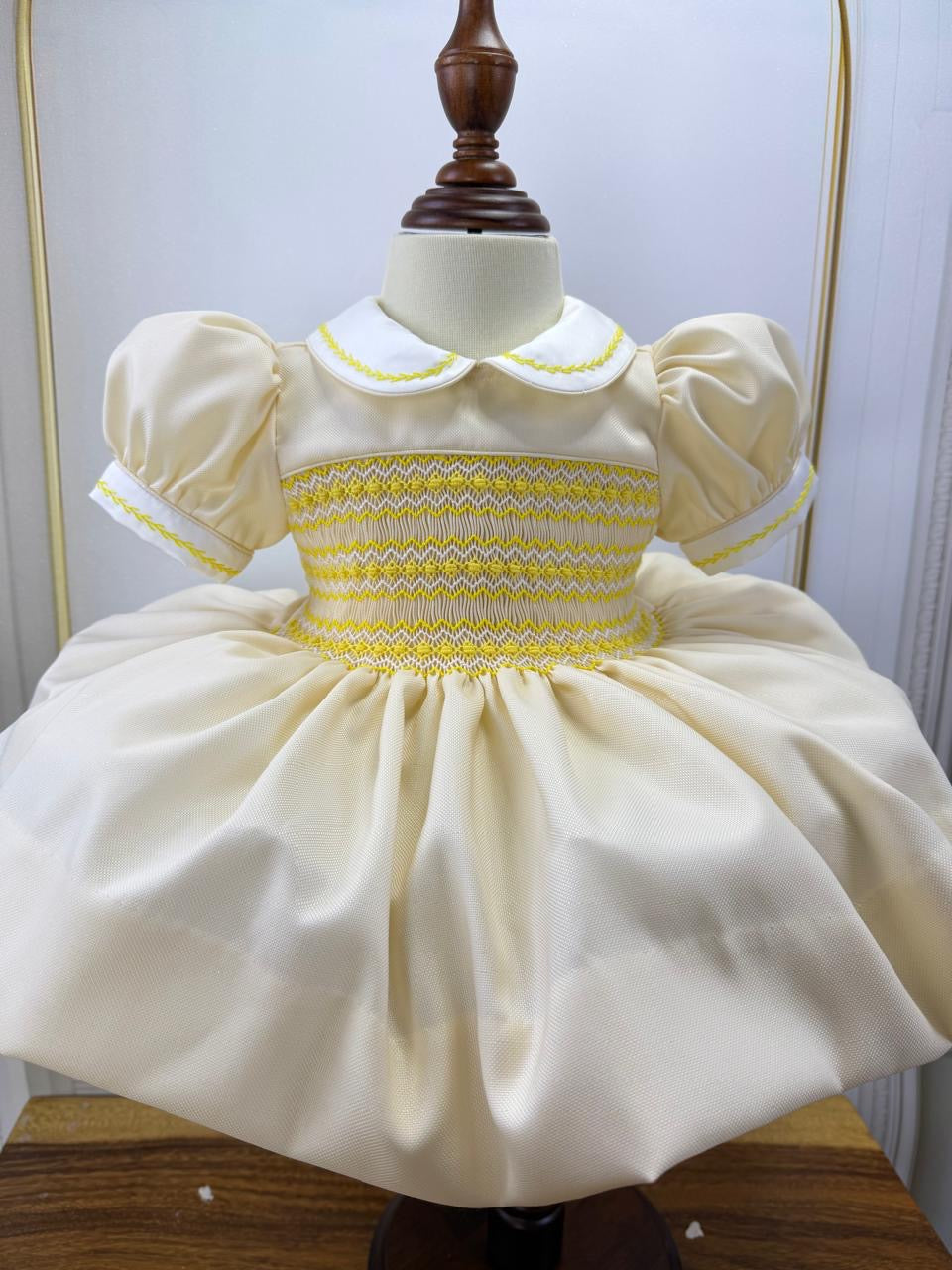 Lola Lemon Hand Smocked Dress With Knickers & Hair Accessories (Pre Order)