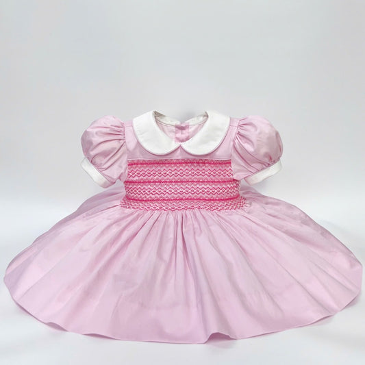 Layla Baby Pink Hand Smocked Dress (In Stock - Ready To Post)